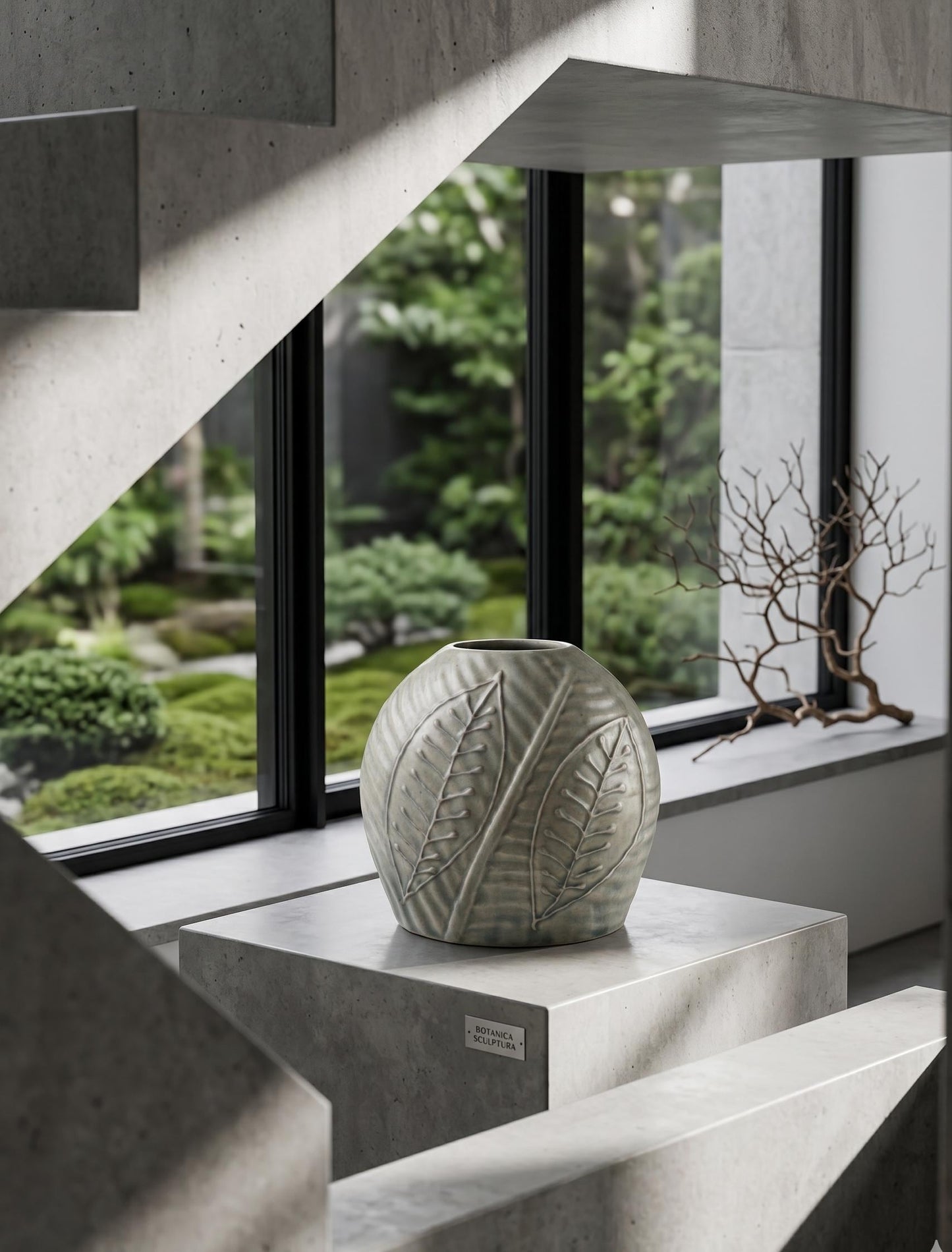 Handcrafted Botanical Ceramic Vase | Leaf Embossed Vase