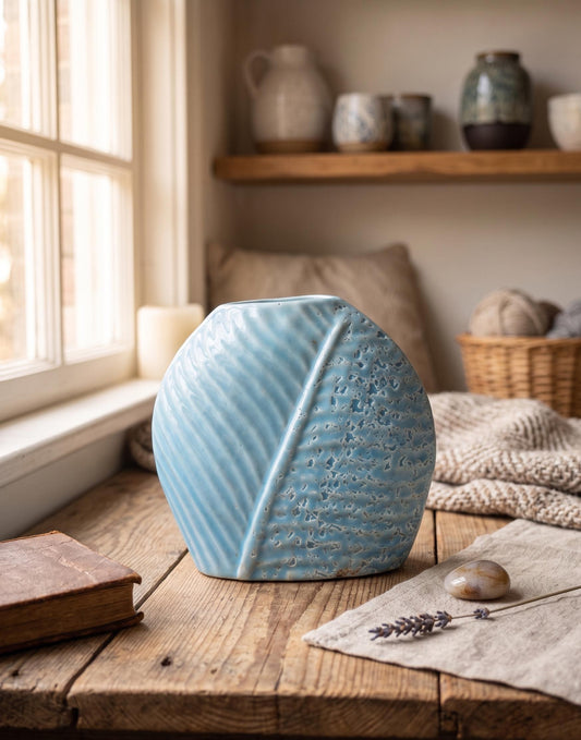 Modern Blue Textured Ceramic Vase