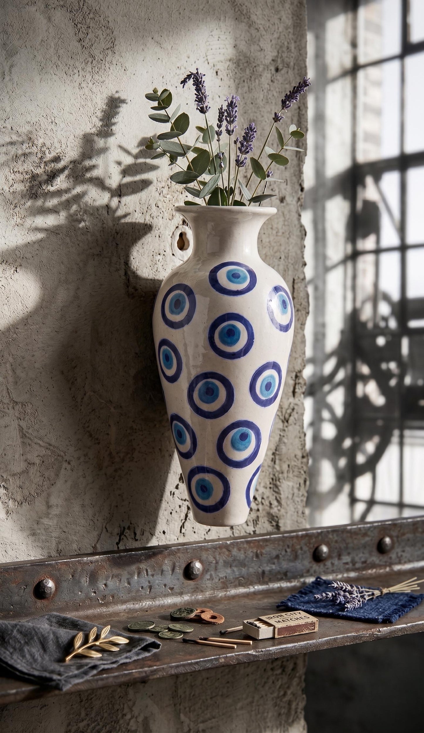Handmade Blue Evil Eye Wall Vase