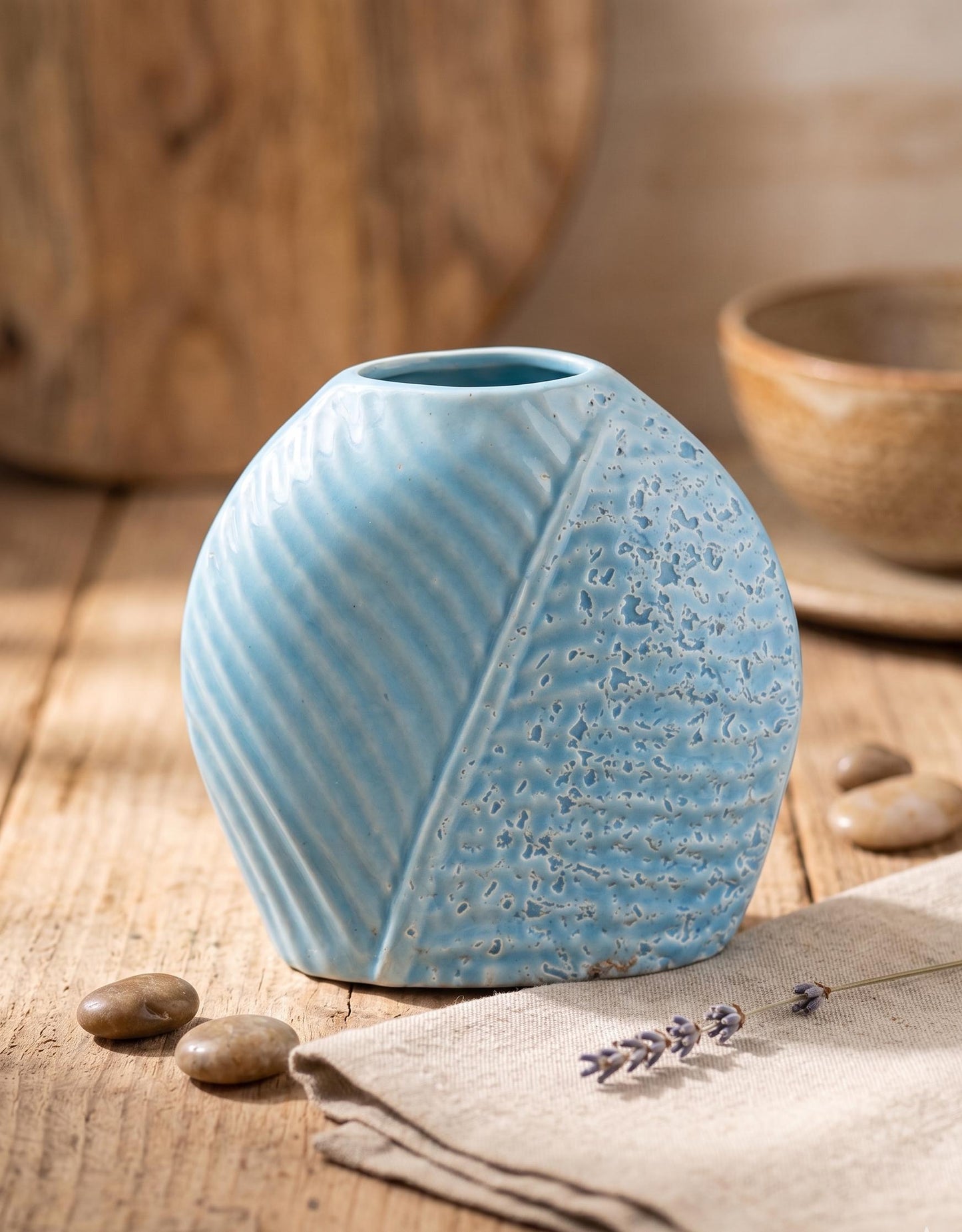 Modern Blue Textured Ceramic Vase