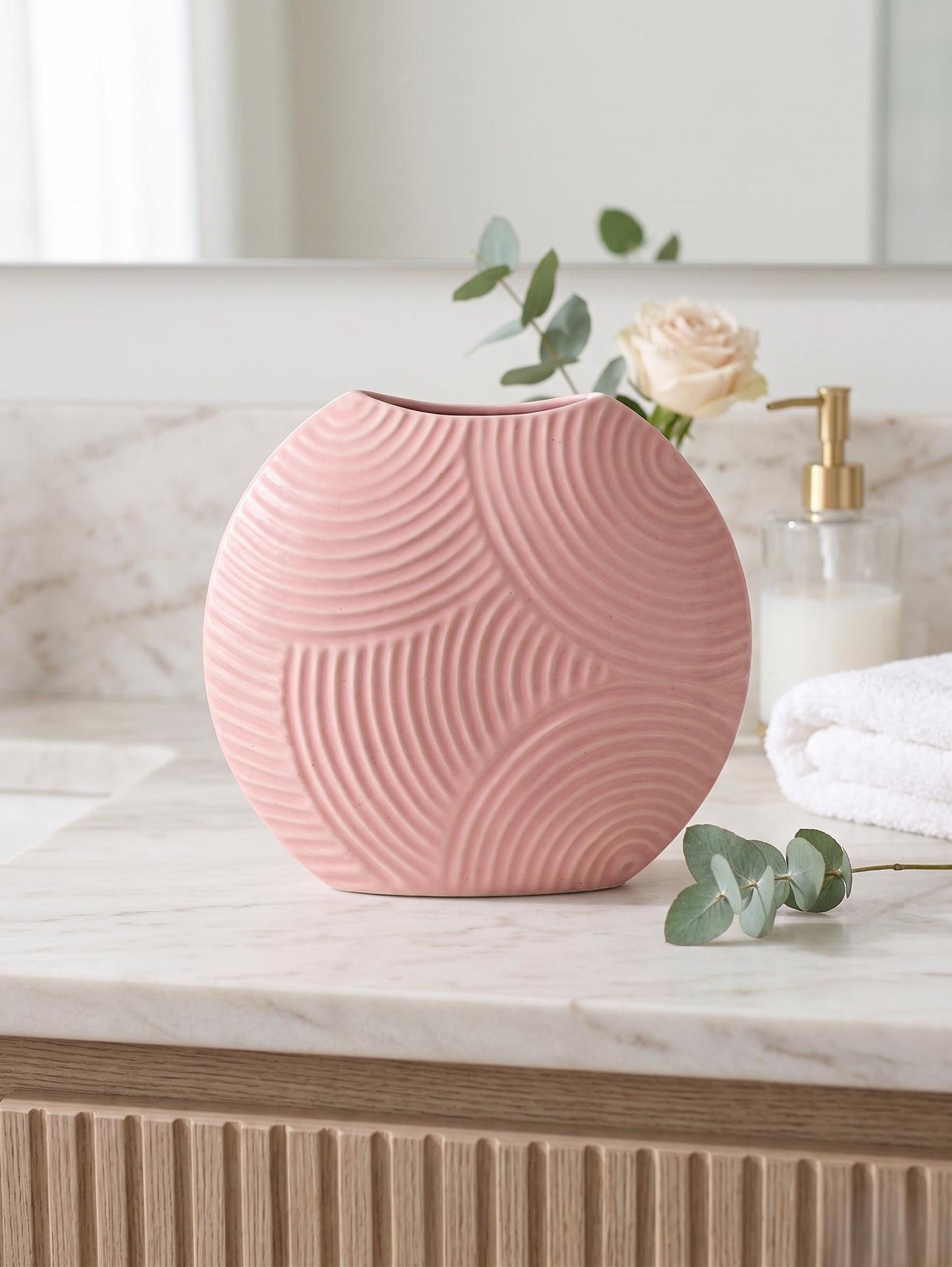 Textured Pink Ceramic Flower Vase