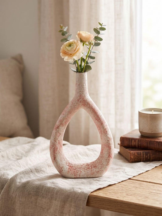 Modern Boho Ceramic Flower Vase – Handcrafted Decorative Home Decor
