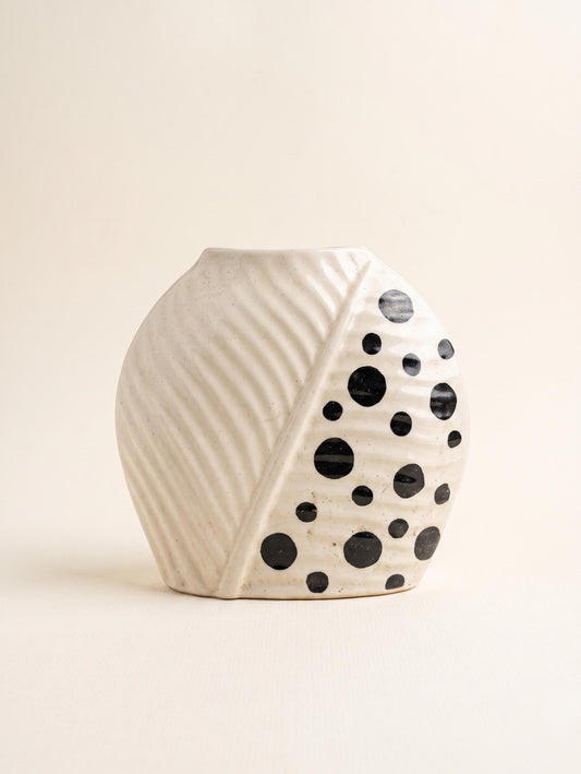 Beige Leaf Abstract Ceramic Vase