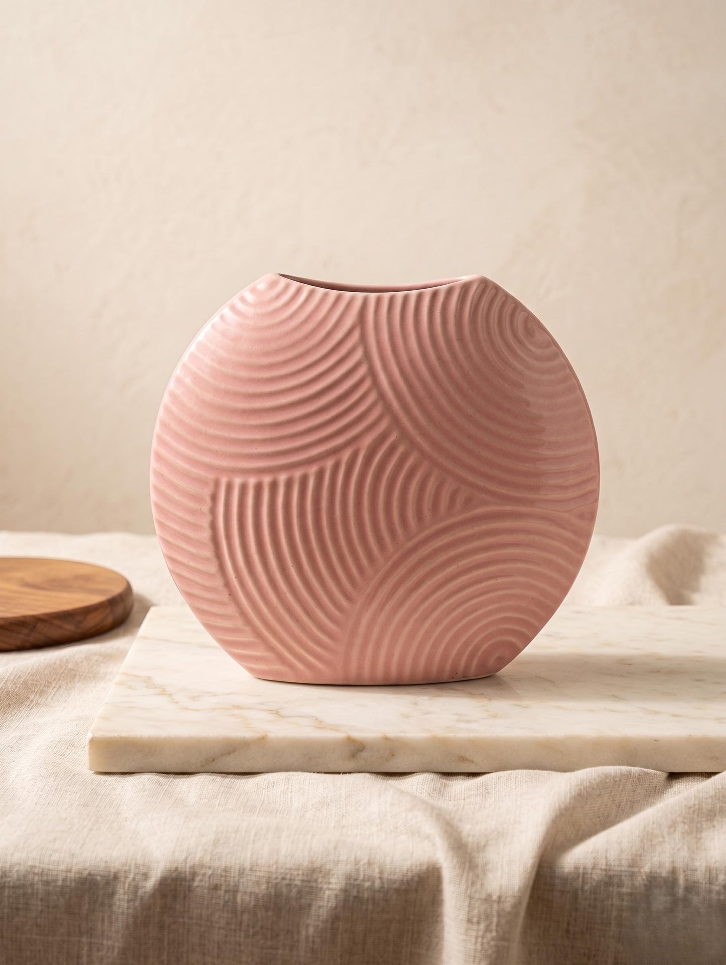 Textured Pink Ceramic Flower Vase