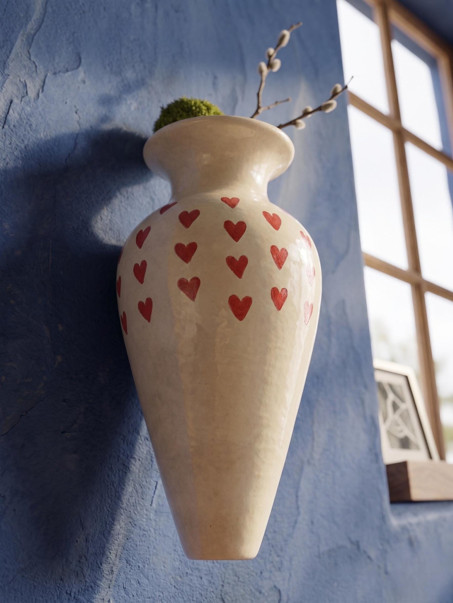 Handcrafted Heart Ceramic Wall Vase