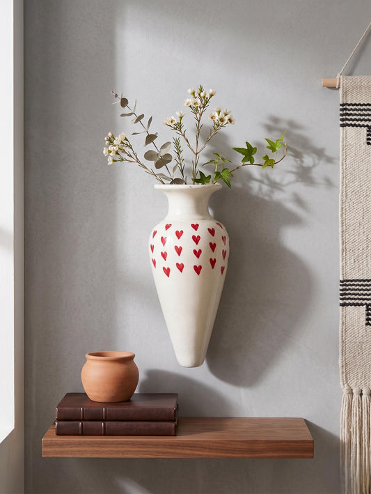 Handcrafted Heart Ceramic Wall Vase
