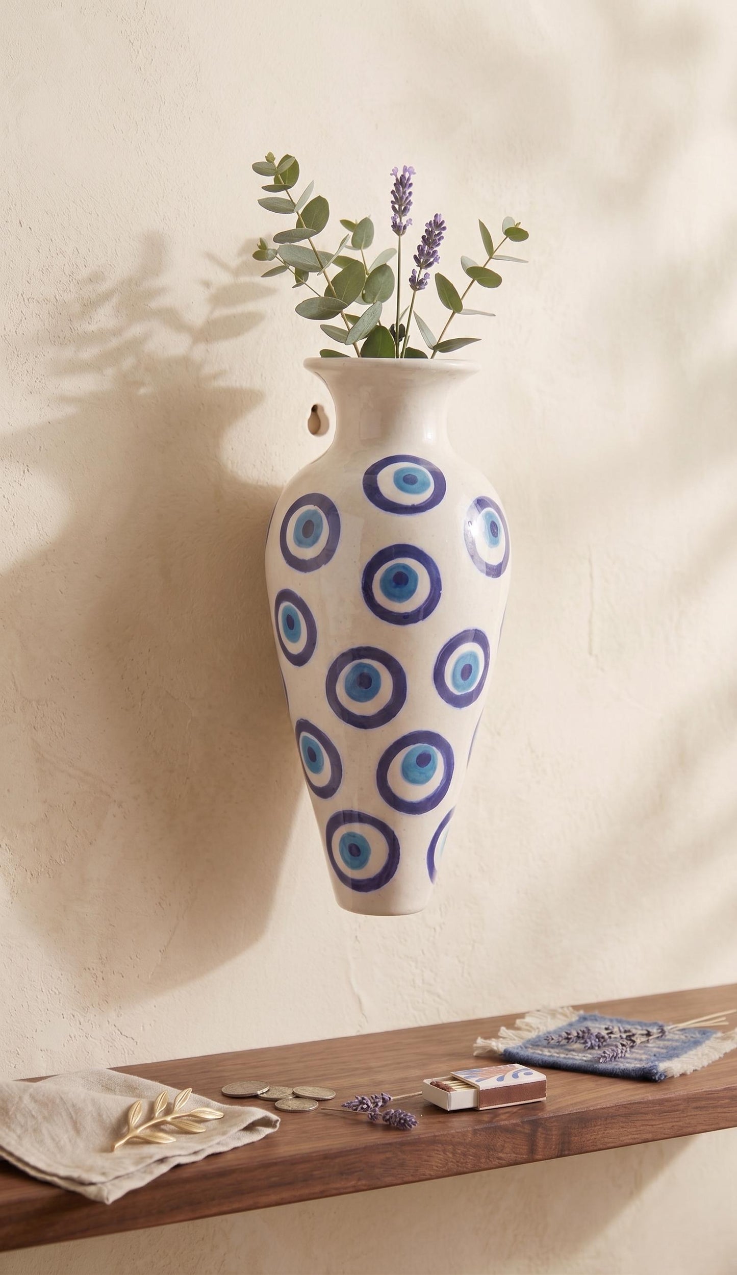 Handmade Blue Evil Eye Wall Vase
