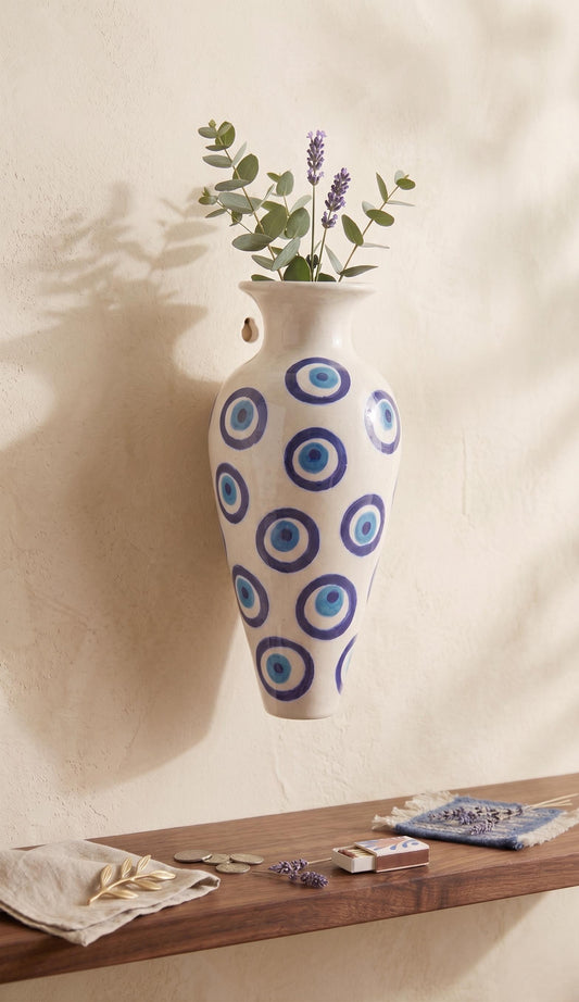 Handmade Blue Evil Eye Wall Vase