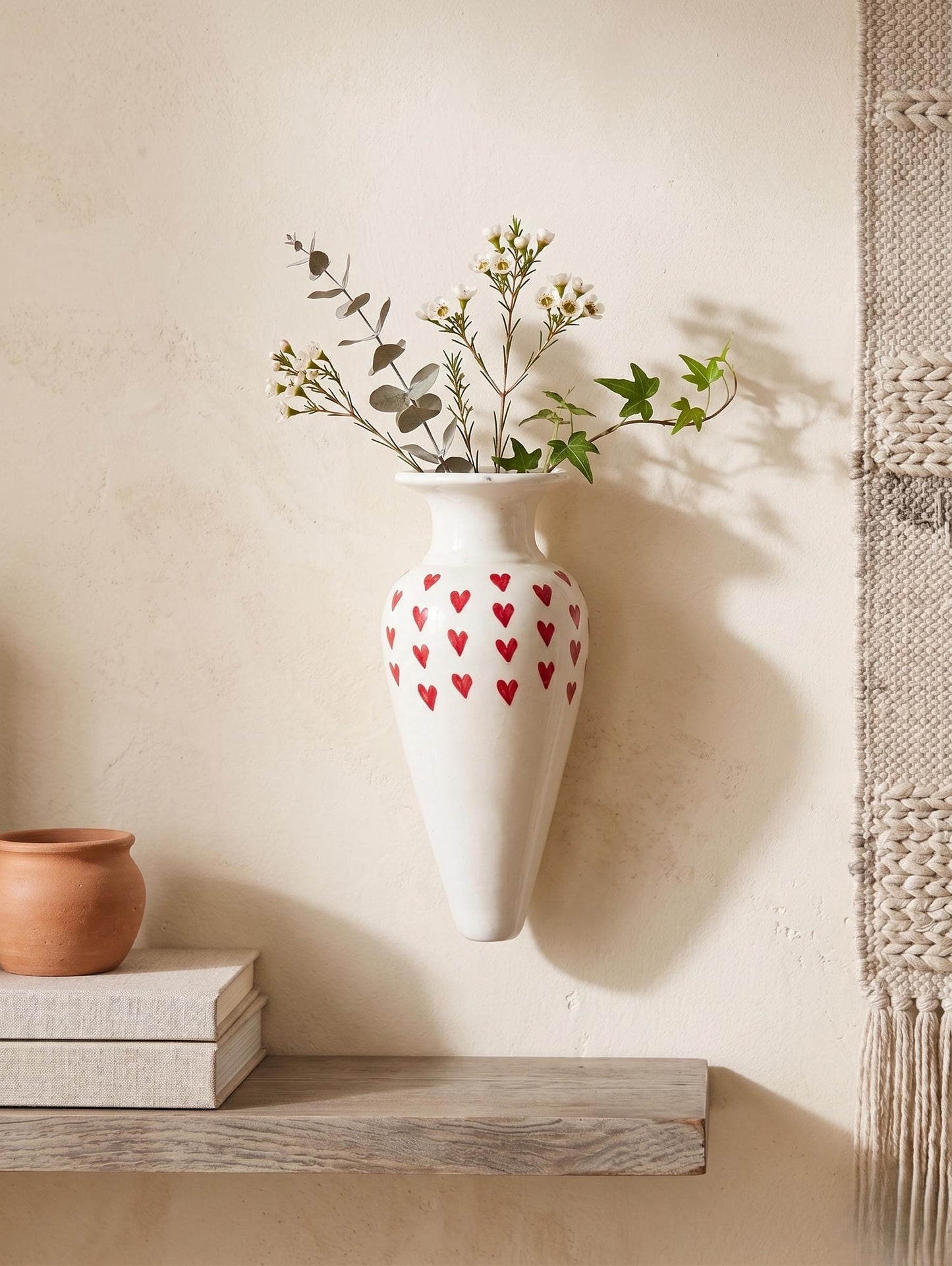 Handcrafted Heart Ceramic Wall Vase