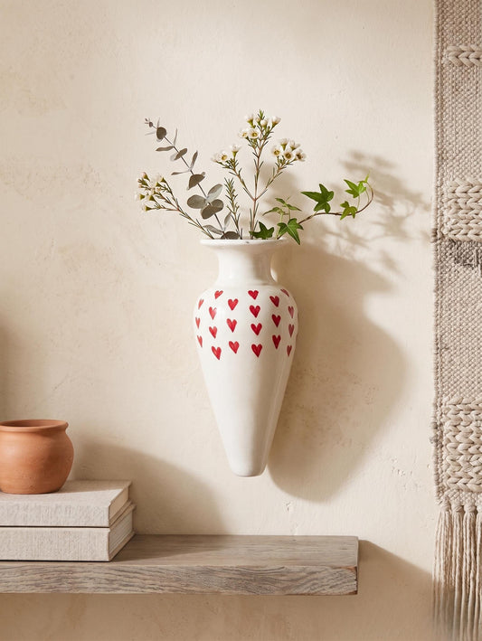 Handcrafted Heart Ceramic Wall Vase