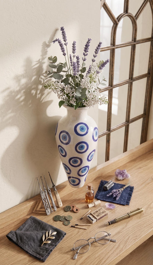 Handmade Blue Evil Eye Wall Vase