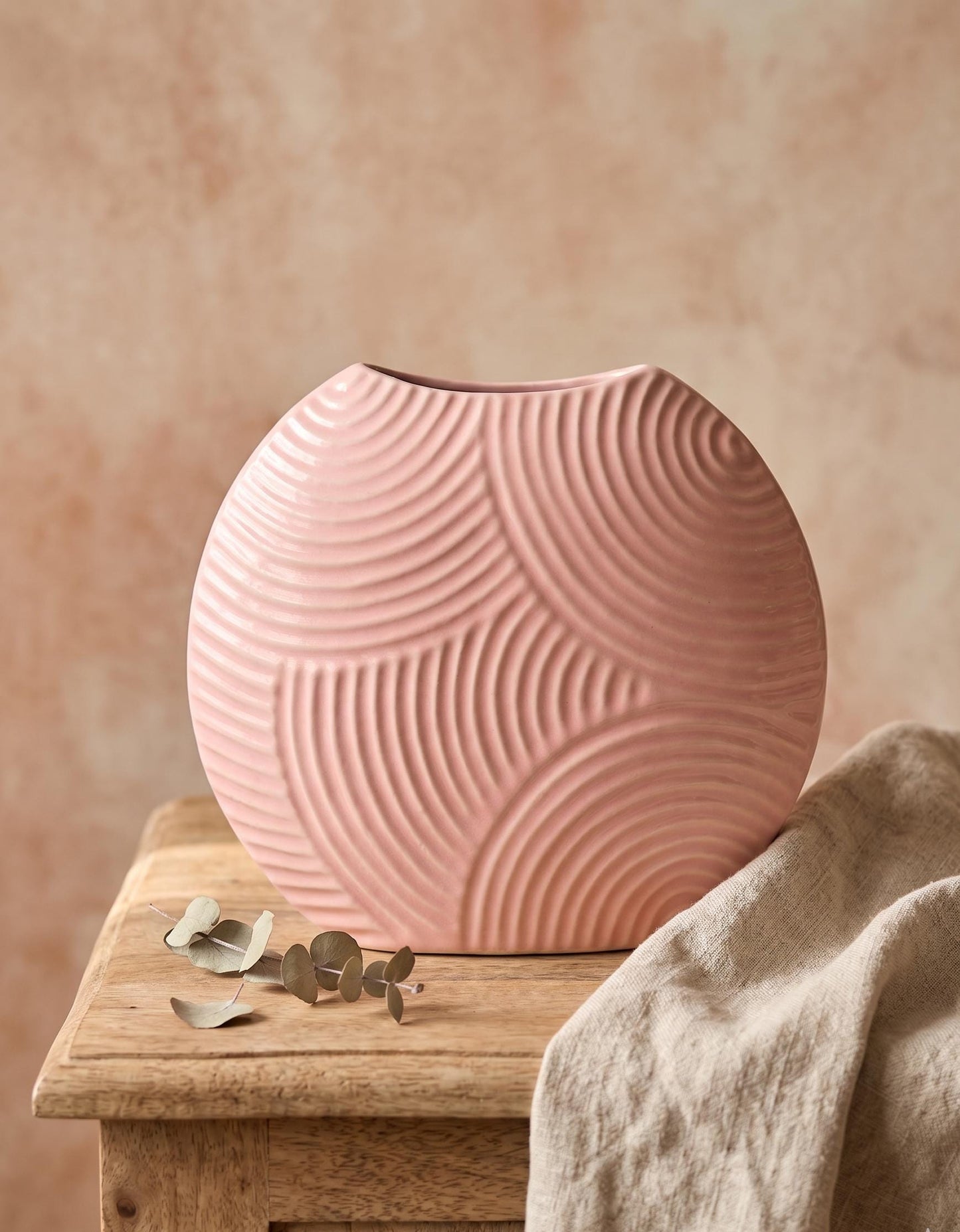 Textured Pink Ceramic Flower Vase