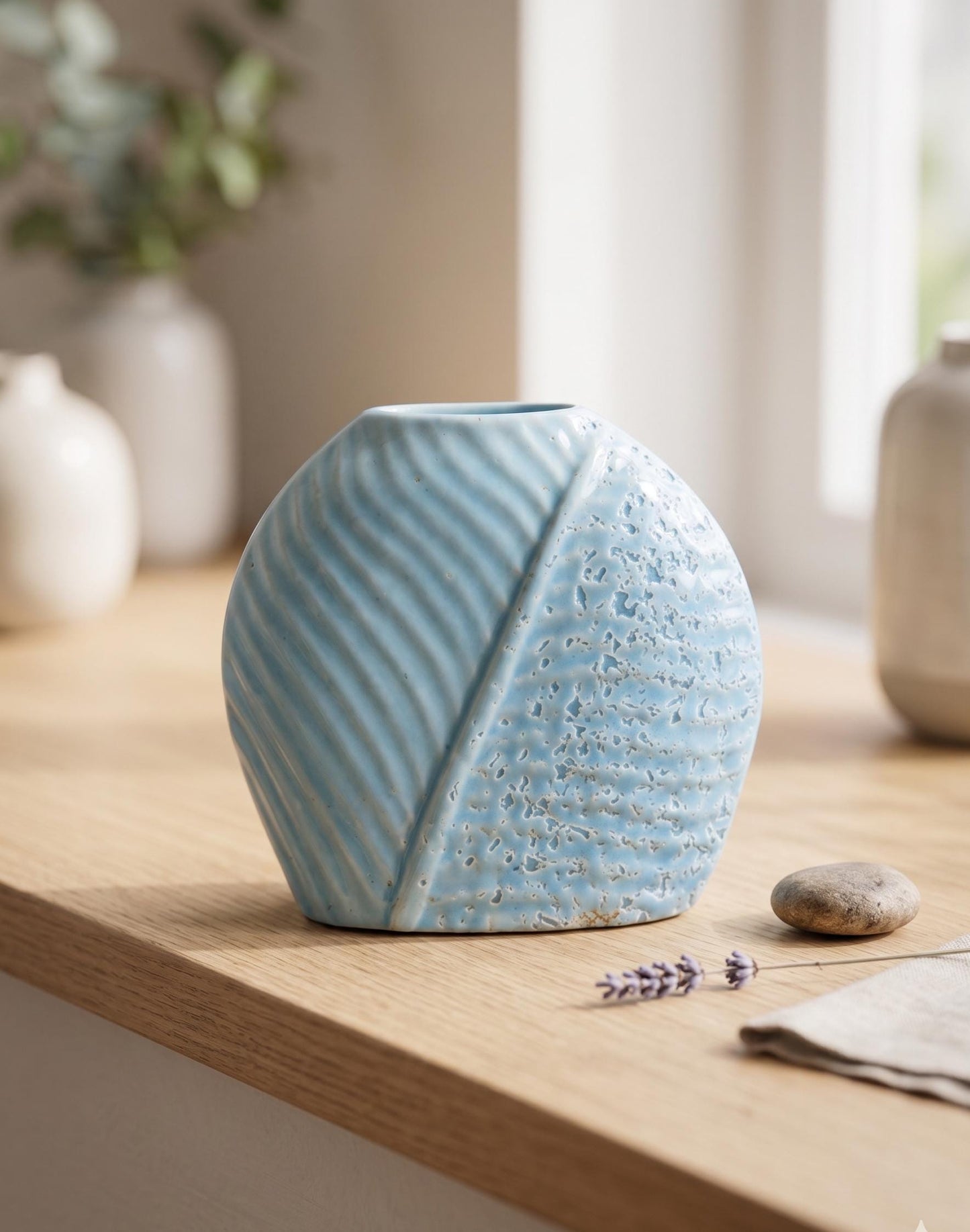 Modern Blue Textured Ceramic Vase