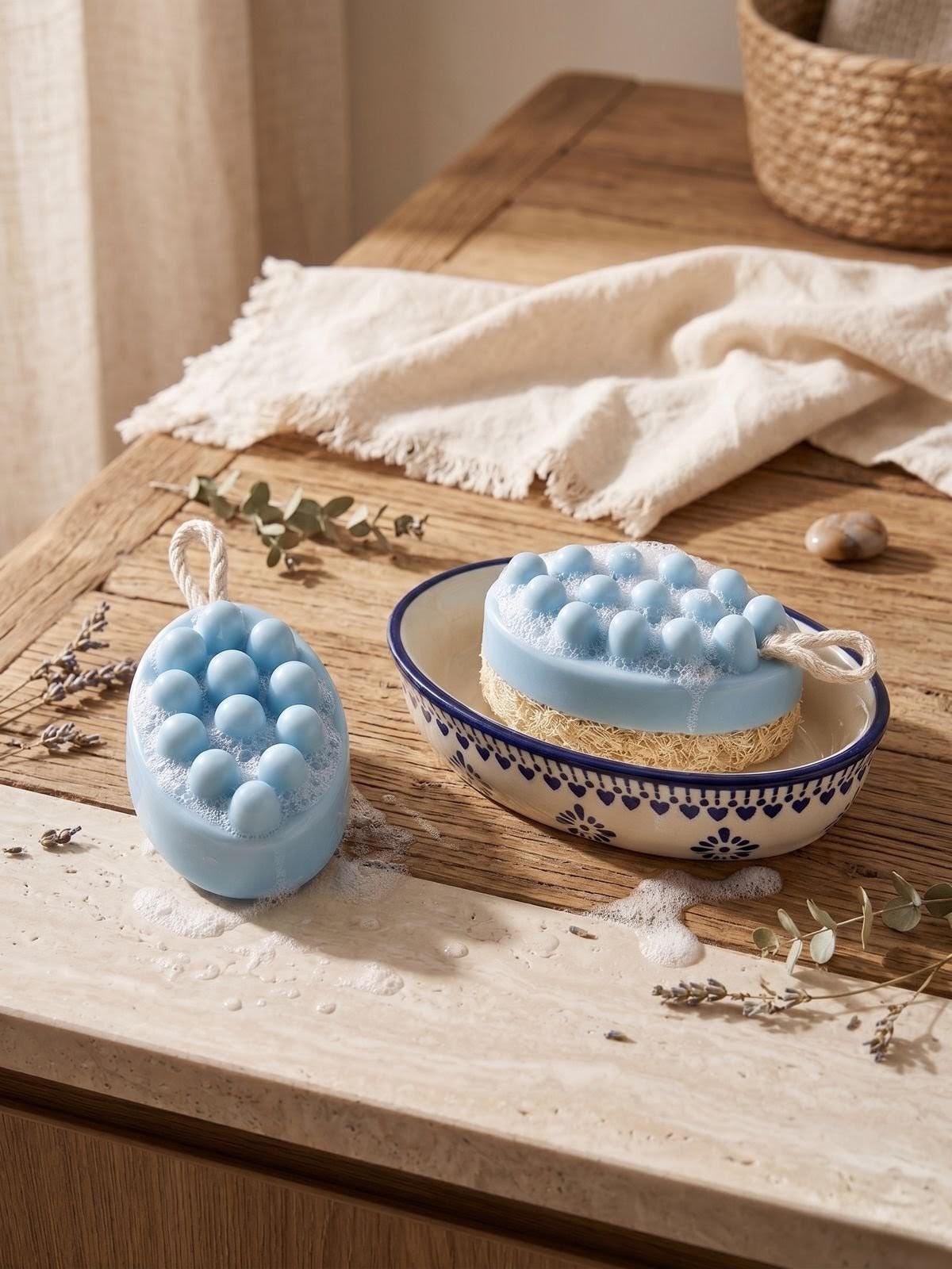 Moroccan Nila Soap Bar with Hand-Painted Ceramic Dish